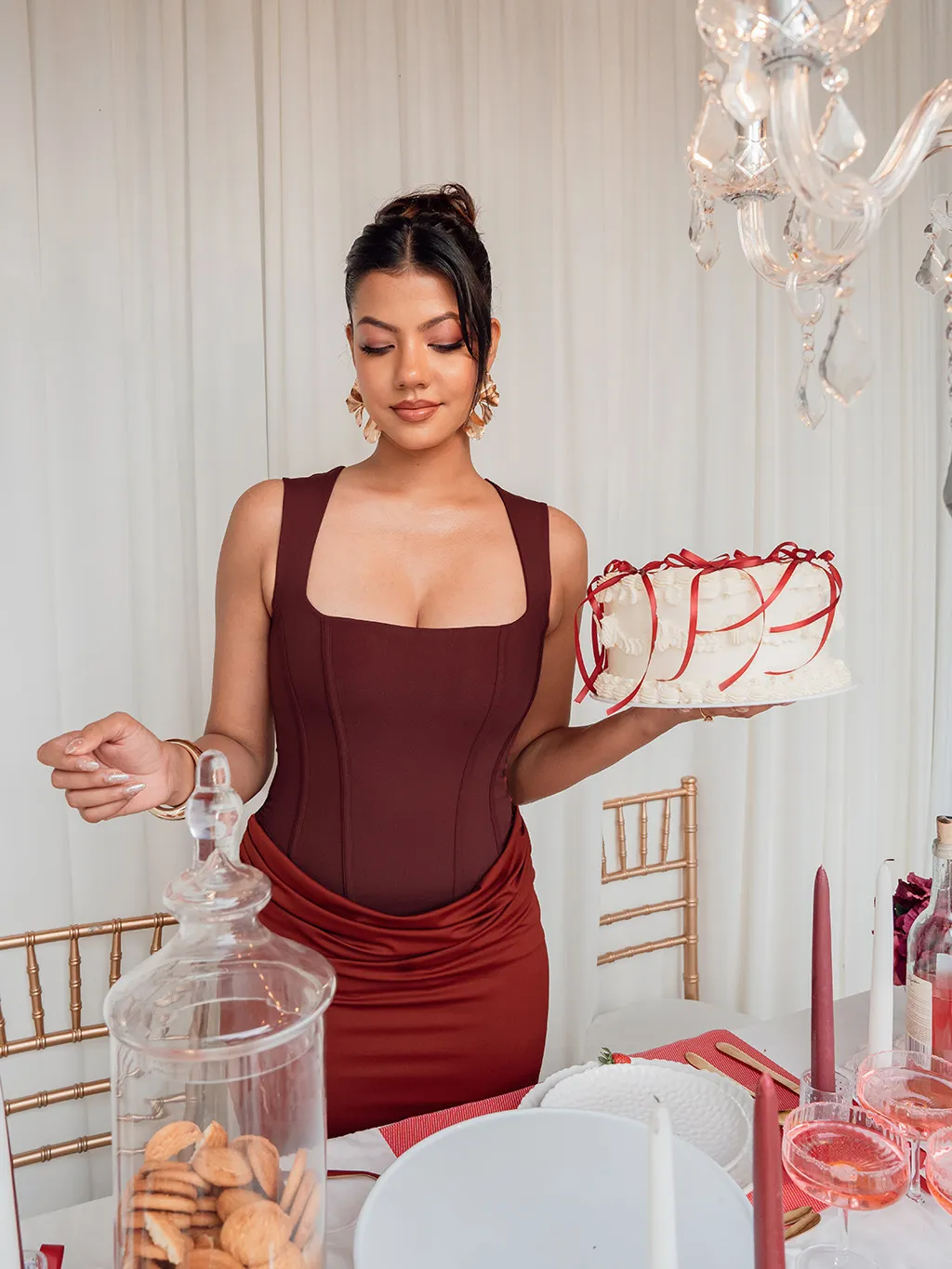 persephone red dress Clothing: Maxi Dresses: 'Persephone' Scarlet Strapless Corset Dress